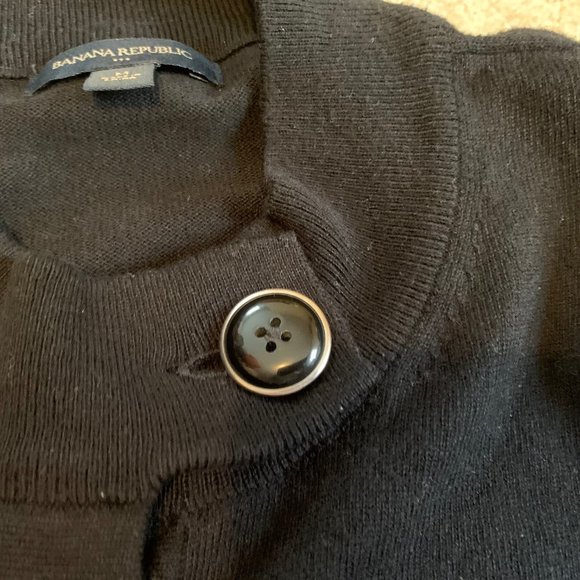 Banana Republic Cotton Blend Button Black Cardigan Size M - Picture 7 of 14
